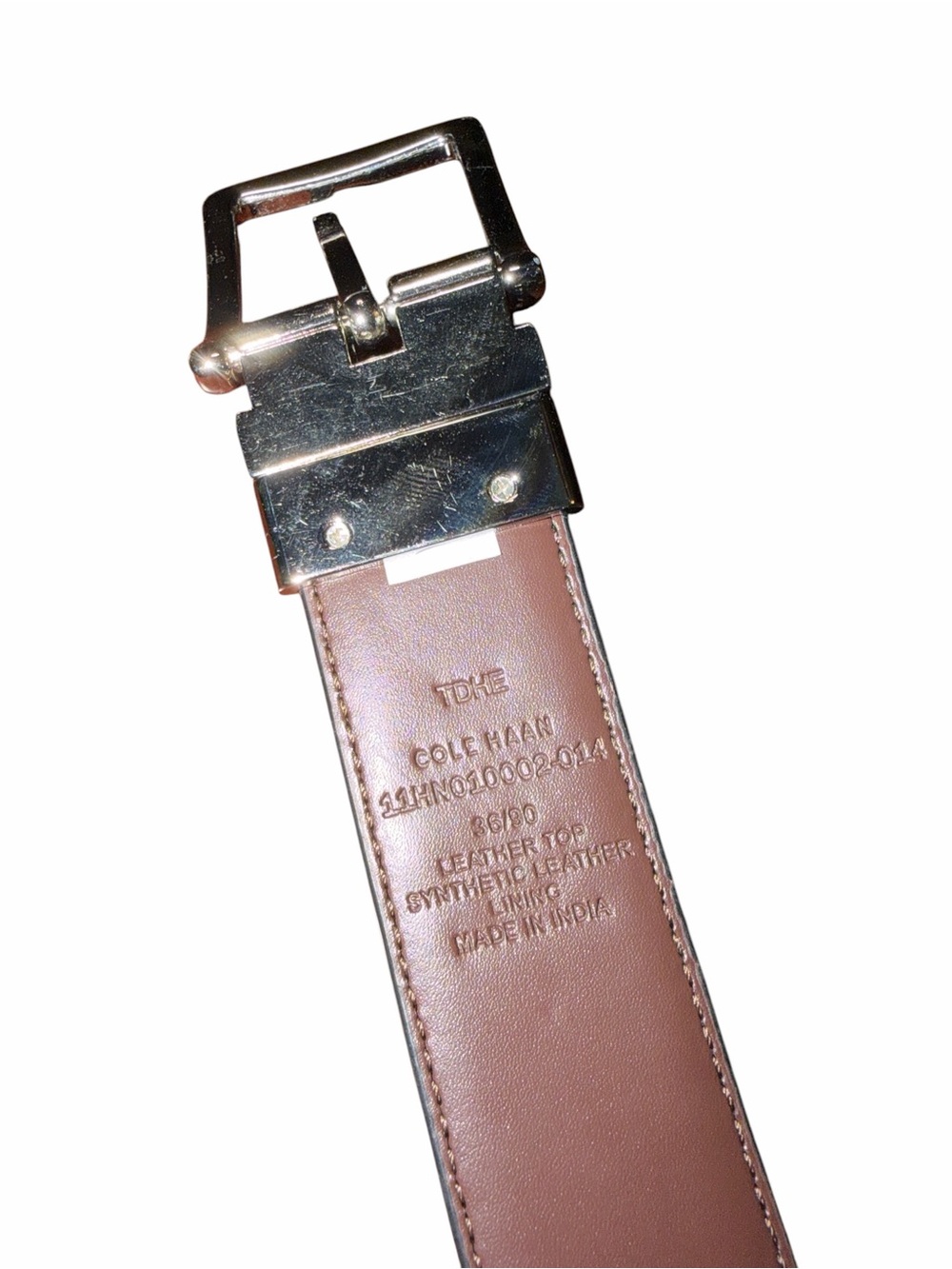 Cole Haan Men's Classic Reversible Brown/Black Leather Belt 36 waist - Picture 2 of 5